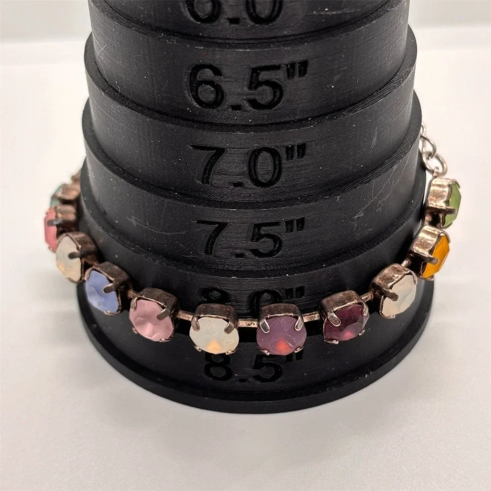 Multicolor Pastel Rhinestone Tennis Link Bracelet Silver‎ Tone 6.5 +